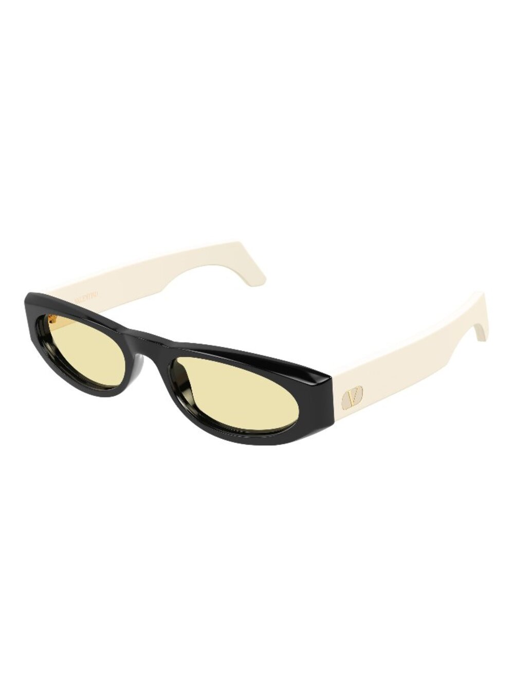 New Valentino Women's Sunglasses Black Yellow Lens Acetate Frame VG0007S 003 53